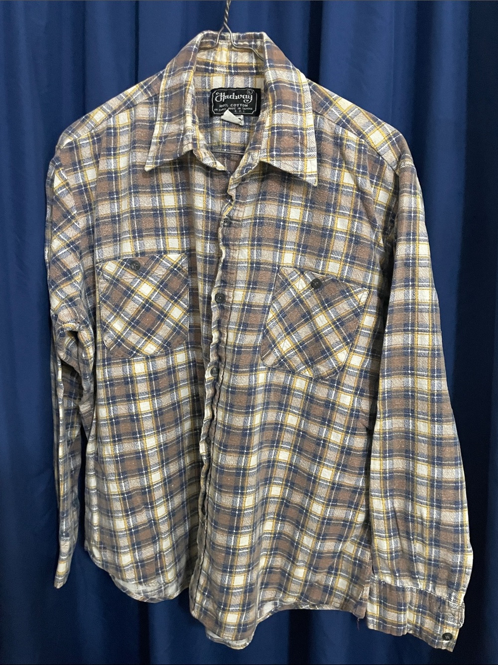🍂 VINTAGE 1980s HADWAY PLAID FLANNEL SHIRT